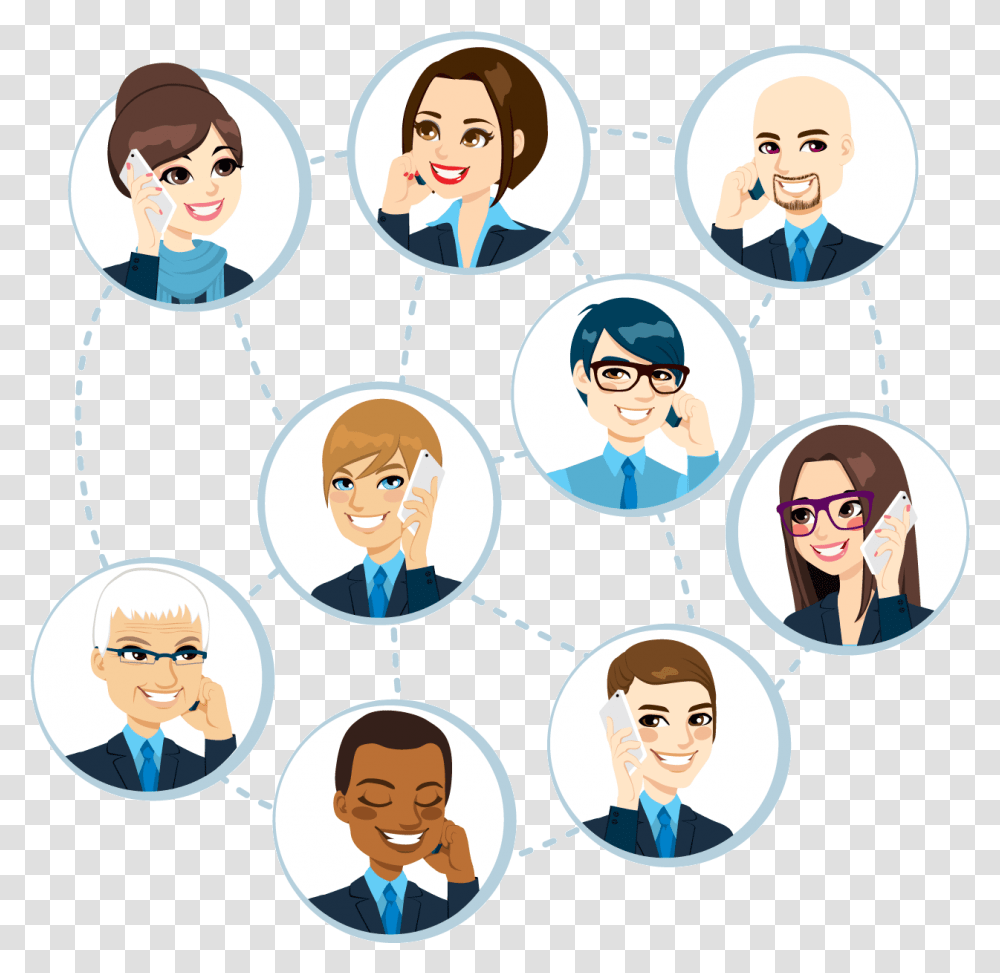 People Talking By Phone Around The World Clipart People Phone Call Vector, Person, Human, Crowd, Huddle Transparent Png