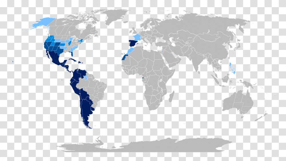 People Talking In Spanish Hispanophone World World Map, Diagram, Plot, Atlas, Astronomy Transparent Png