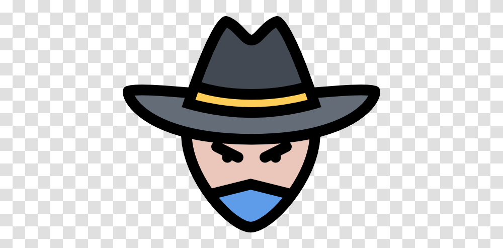 People User Head Avatar Western Cowboy Bandit Bandits Icon, Clothing, Apparel, Hat, Lamp Transparent Png