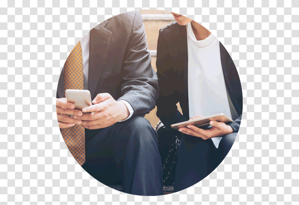 People Using Tablet And Emojis Mobile Phone, Sitting, Person, Cushion Transparent Png