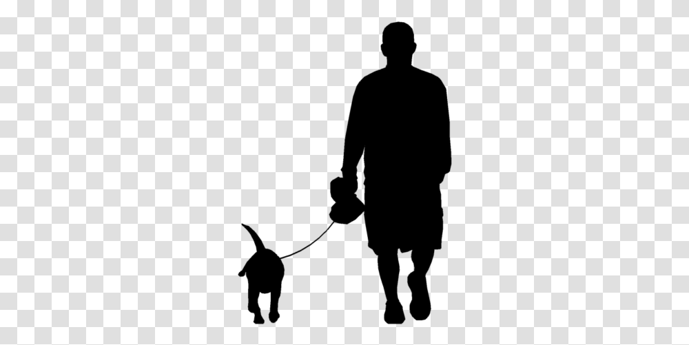 People Walking Dog Silhouette, Gray, World Of Warcraft Transparent Png