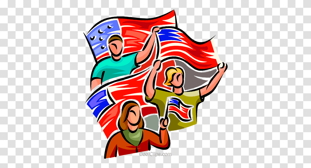 People Waving American Flags Royalty Free Vector Clip Art, Shorts, Fireman Transparent Png