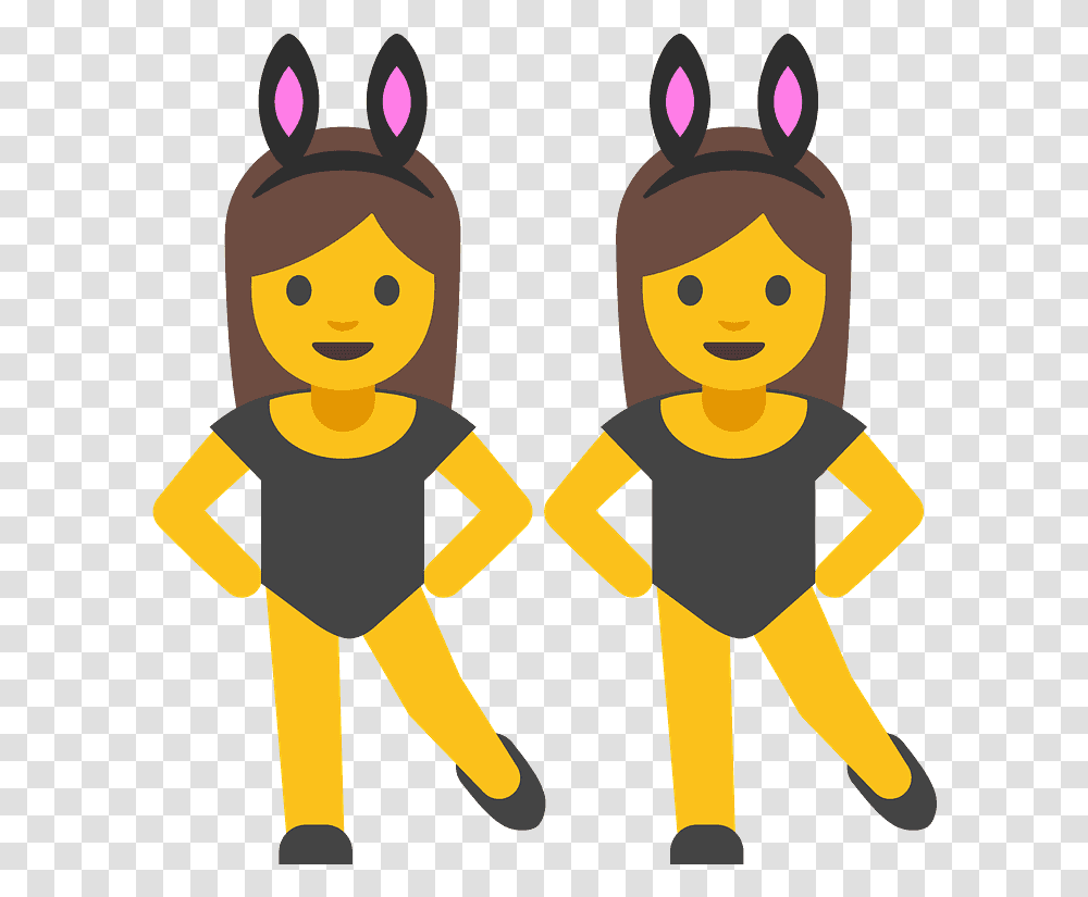 People With Bunny Ears Emoji Clipart Two Girls Dancing Emoji, Person, Human, Hand Transparent Png