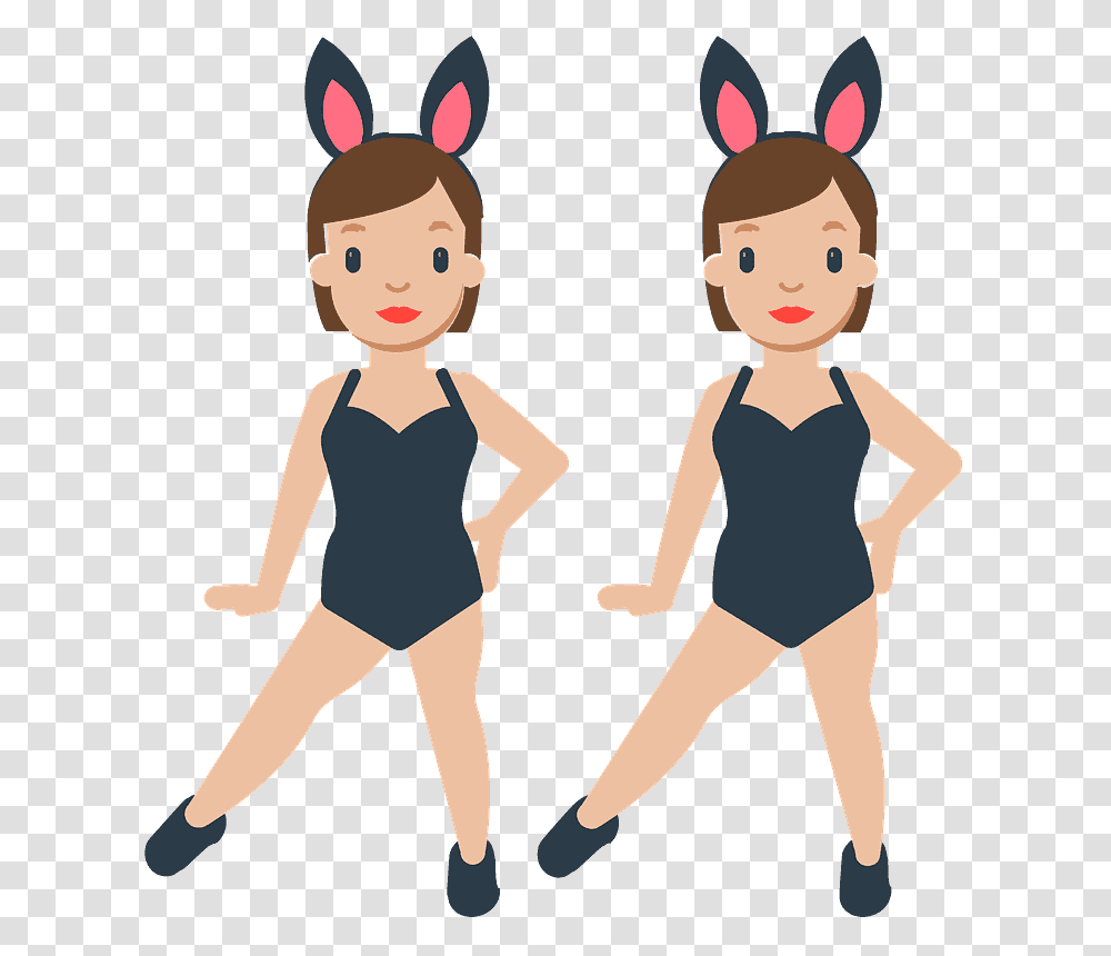 People With Bunny Ears Emoji Woman With Bunny Ears Emoji, Person, Female, Girl, Clothing Transparent Png