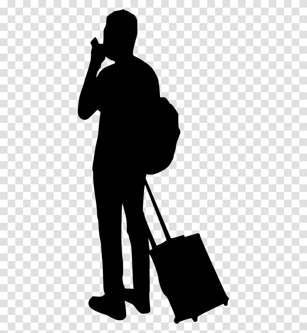 People With Luggage Silhouette Silhouette With Suitcase, Gray, World Of Warcraft Transparent Png
