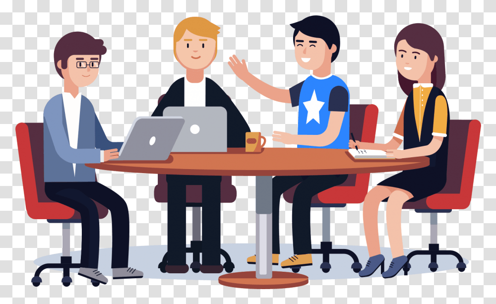 People Working, Person, Sitting, Table, Furniture Transparent Png