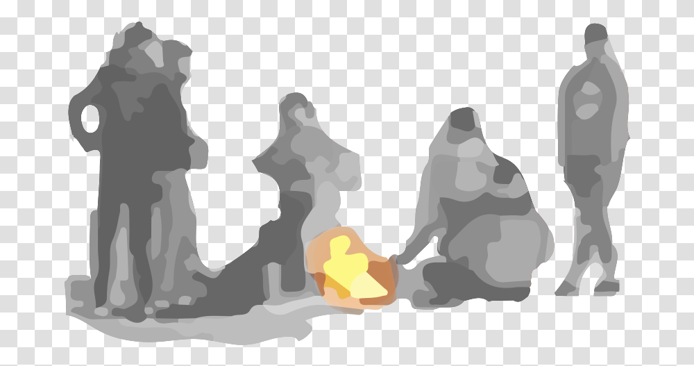 Peoplearoundgrey - The Campfire Projec 428705 Images Camp Fire Silhouette People, Plot, Diagram, Map, Rock Transparent Png