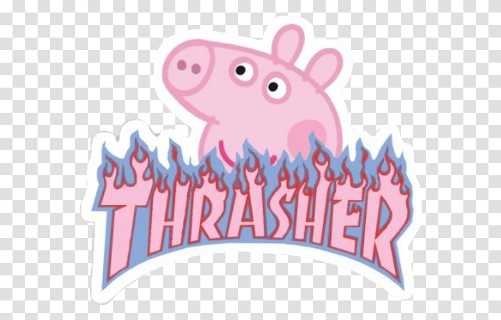 Peppa Peppapig Pink Thrasher Flame Fire Peppa Stickers Vsco, Piggy Bank, Mammal, Animal Transparent Png