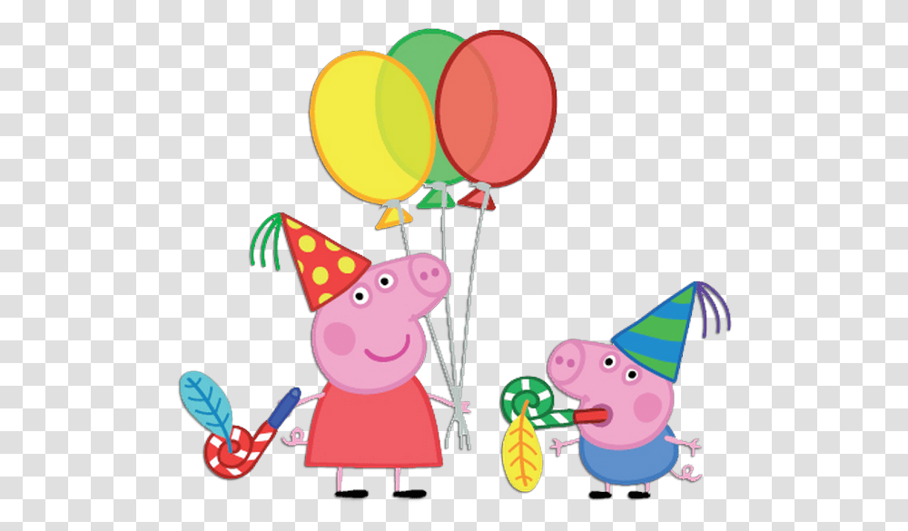 Peppa Pig Balloons Vector Free Download Peppa Pig With Balloons, Apparel, Party Hat, Performer Transparent Png