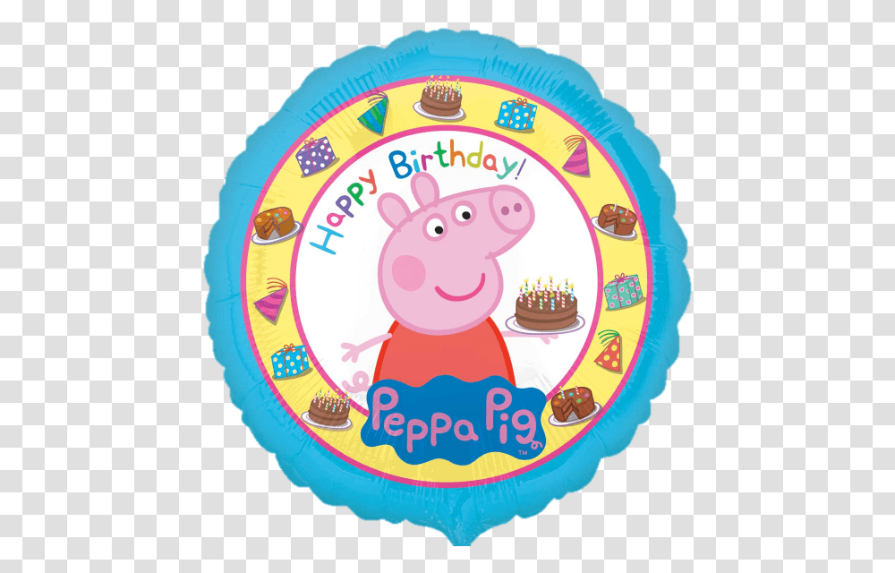 Peppa Pig Happy Birthday Foil Balloon Happy 2nd Birthday Peppa Pig, Logo, Dessert, Food Transparent Png