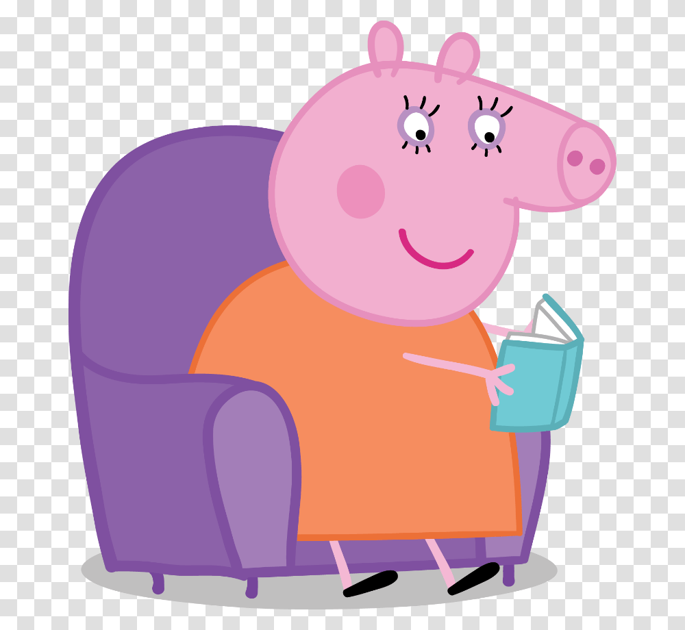 Peppa Pig Peppa Pig Reading A Book, Furniture, Indoors, Mouth Transparent Png