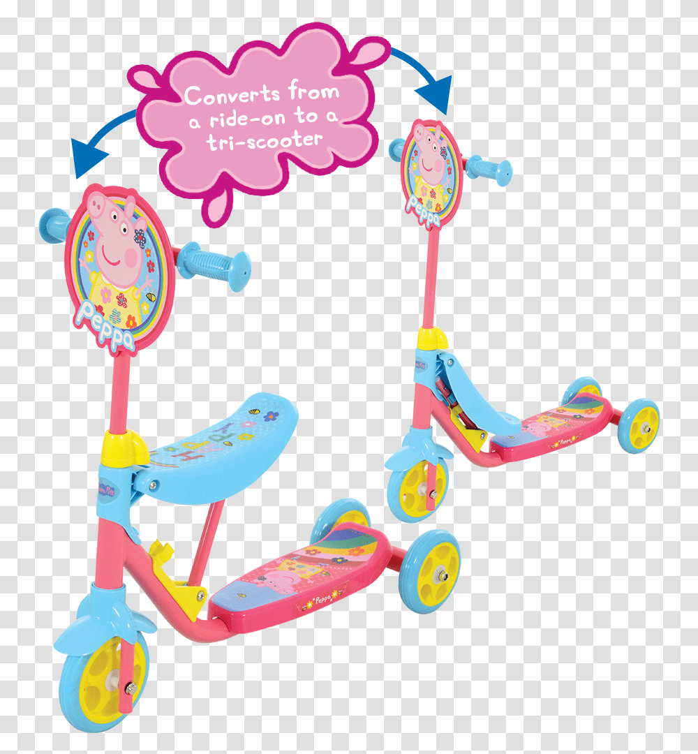 Peppa Pig Scooter, Vehicle, Transportation, Tricycle Transparent Png