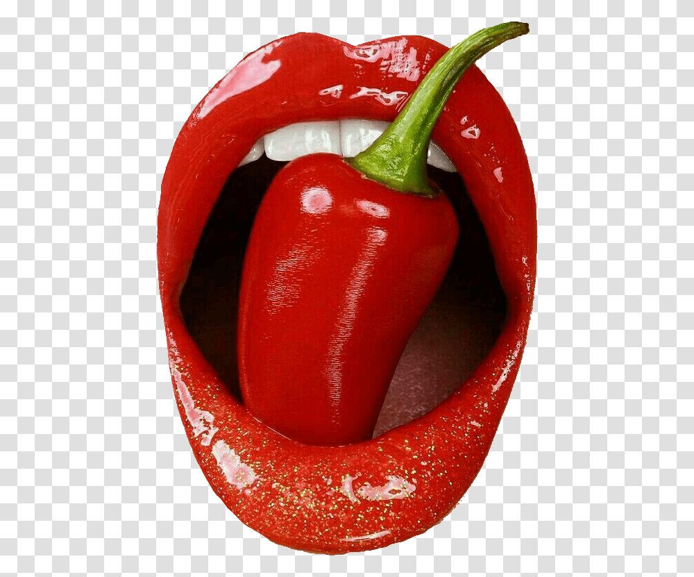 Pepper Lips Red Lipstick Chilipepper Smoking Boca Sexy Com Pimenta, Plant, Vegetable, Food, Bell Pepper Transparent Png