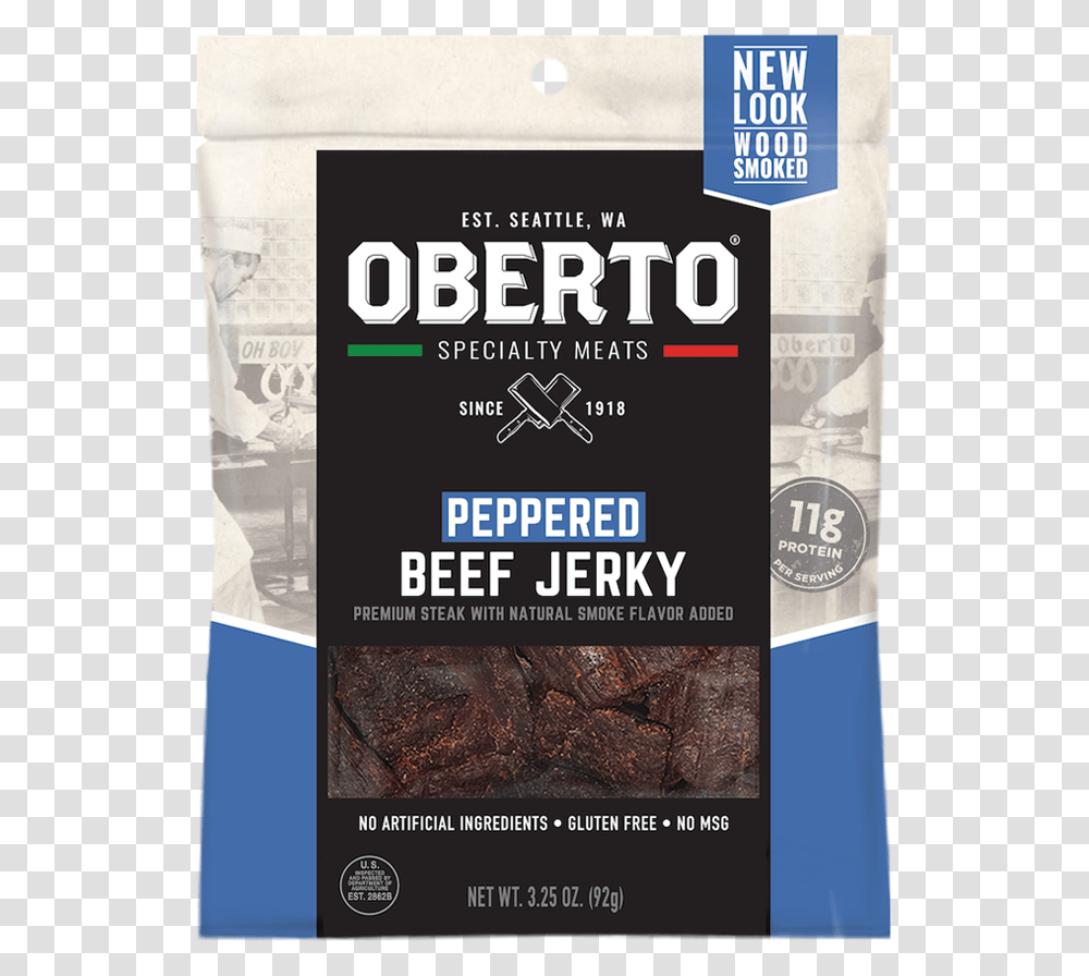 Peppered Front Oberto Butchers Cut Bacon Jerky, Advertisement, Poster, Flyer, Paper Transparent Png