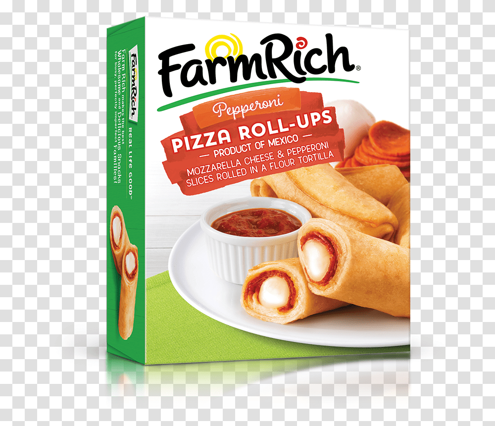 Pepperoni Pizza Roll Ups Farm Rich Cheese Sticks, Food, Ketchup, Breakfast, Bread Transparent Png