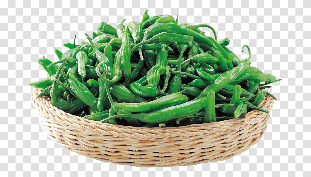 Peppers In Basket Green Bean, Plant, Food, Vegetable, Produce Transparent Png