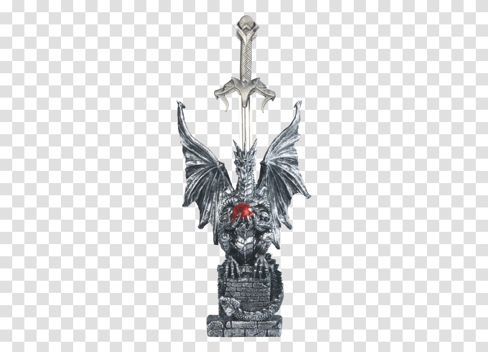 Perched Silver Dragon Letter Opener Towel Rack, Cross, Weapon, Weaponry Transparent Png