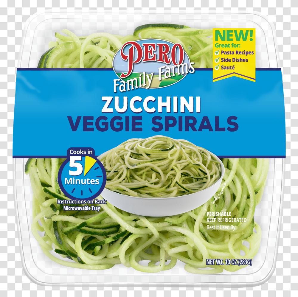 Pero Family Farms Zucchini Spirals, Spaghetti, Pasta, Food, Noodle Transparent Png