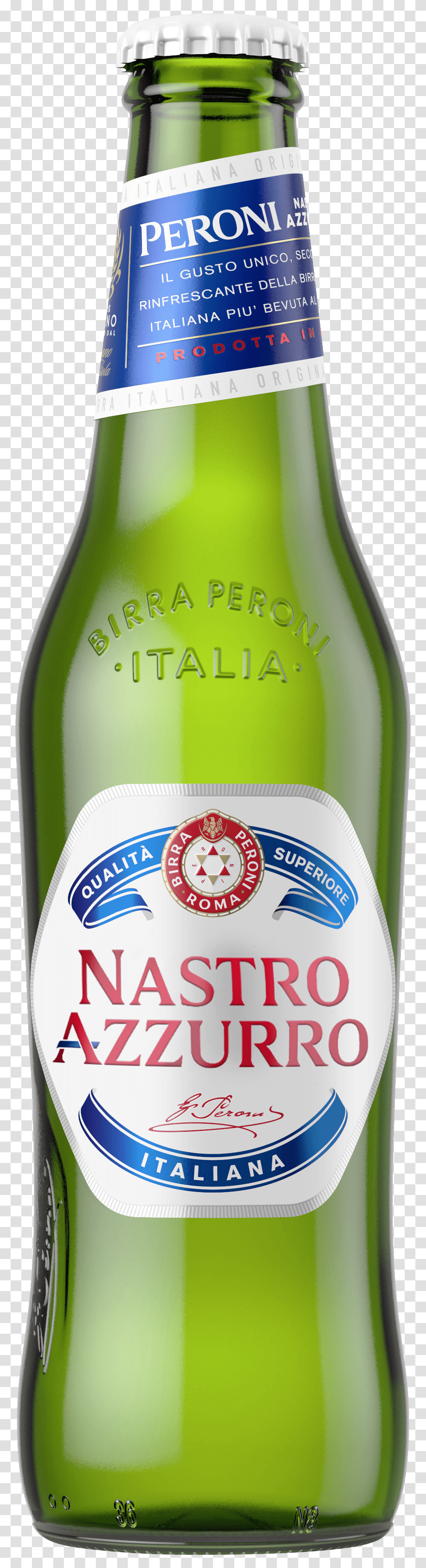 Peroni Nastro Azzurro Bottle Glass Bottle, Alcohol, Beverage, Drink, Liquor Transparent Png