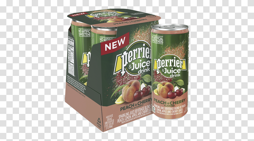 Perrier Amp Juice Peach Cherry Perrier Amp Juice, Tin, Can, Plant, Food Transparent Png