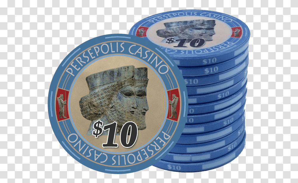 Persepolis Casino Blue 10 Ceramic Poker Chip Poker, Label, Gambling, Game Transparent Png