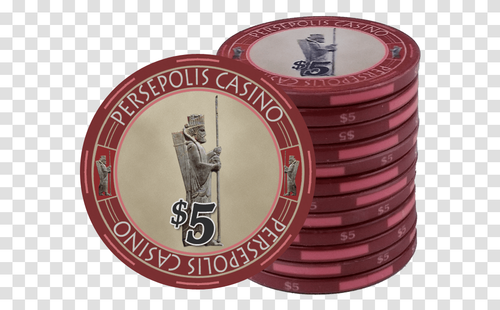 Persepolis Casino Red 5 Ceramic Poker Chip Poker Set, Clock Tower, Architecture, Building, Gambling Transparent Png