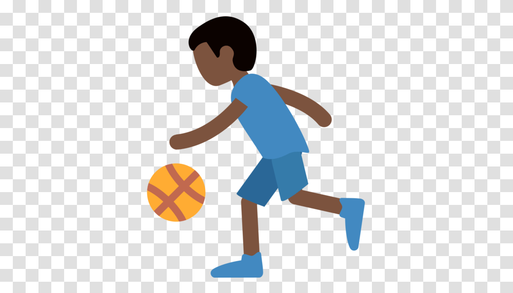 Person Bouncing Ball Dark Skin Tone Emoji, People, Hand, Sport, Kicking Transparent Png
