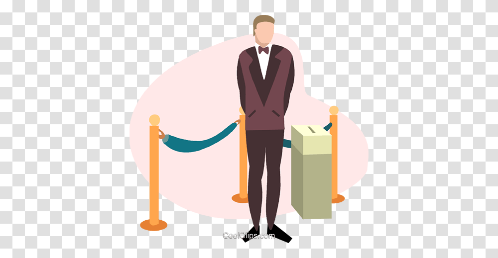 Person Collecting Movie Tickets Royalty Free Vector Clip Art, Suit, Overcoat, Standing Transparent Png
