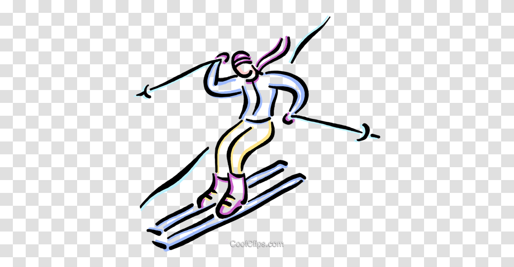 Person Downhill Skiing Royalty Free Vector Clip Art Illustration, Outdoors, Sport, Sports, Nature Transparent Png