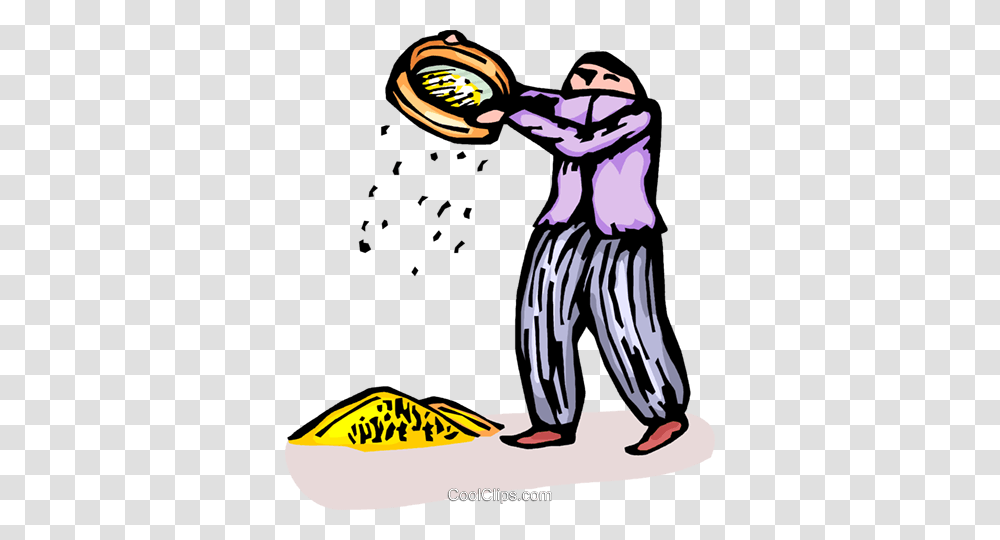 Person Dry Panning For Gold Royalty Free Vector Clip Art, Bird, Animal, Zebra, Kneeling Transparent Png