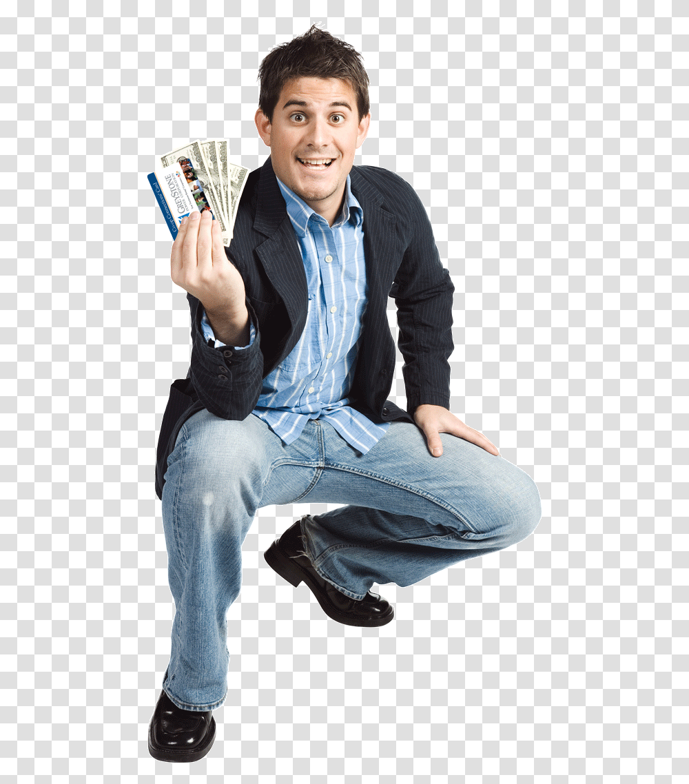 Person Holding Money Sitting, Sleeve, Long Sleeve, Man Transparent Png