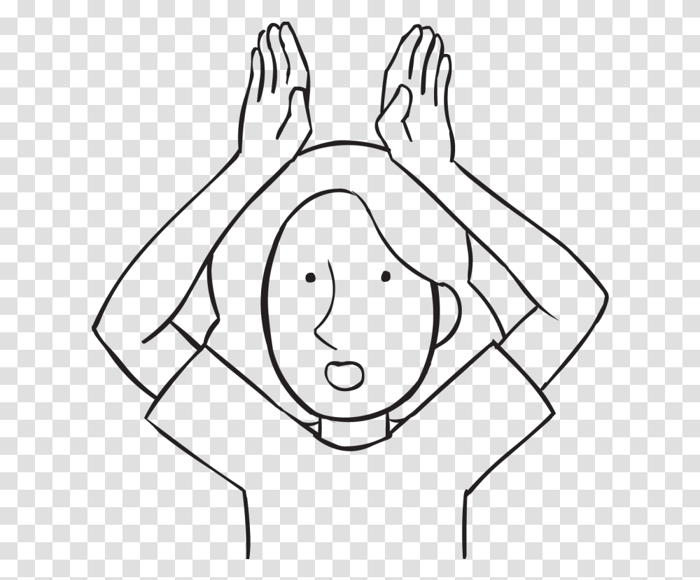 Person Holding Two Hands Above Head As If They Were Sketch, Stencil, Mammal Transparent Png