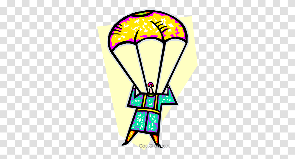 Person In A Parachute Royalty Free Vector Clip Art Illustration, Transportation, Vehicle, Paper, Hot Air Balloon Transparent Png