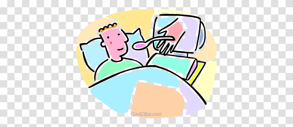 Person In Bed Taking Medicine Royalty Free Vector Clip Art, Vehicle, Transportation, Drawing Transparent Png