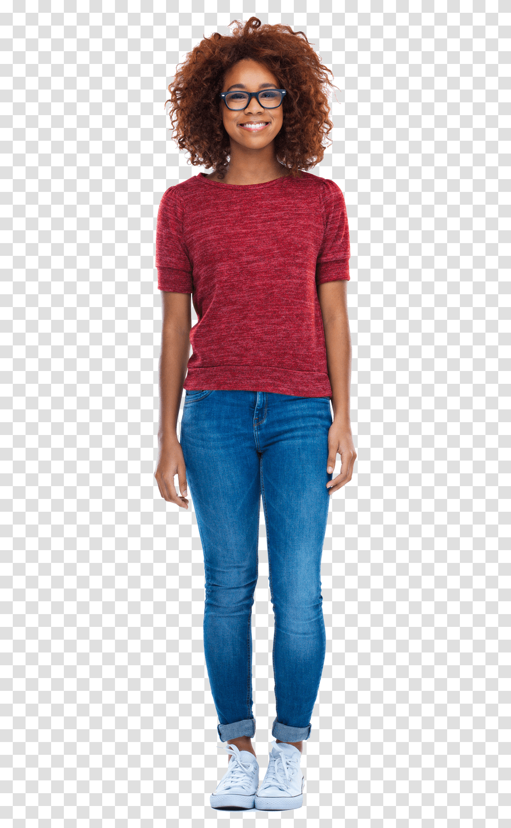 Person In Red Top With Arms By Side Pocket, Apparel, Pants, Human Transparent Png