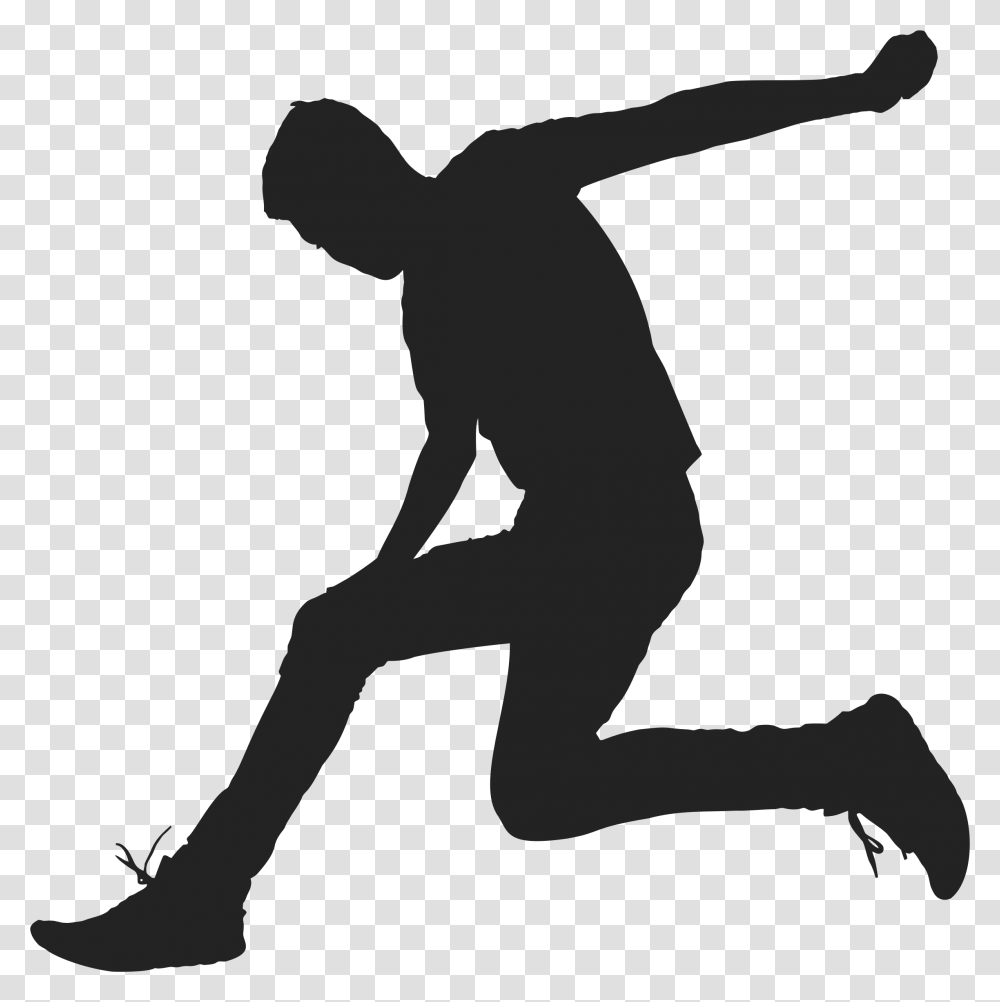 Person Jump Running Man Jumping Silhouette, Human, Kneeling, Floor, Leisure Activities Transparent Png