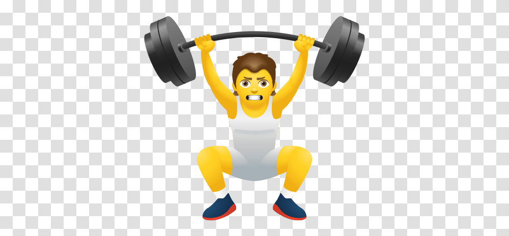 Person Lifting Weights Icon In Emoji Style Man With Weights Icon, Human, Working Out, Sport, Exercise Transparent Png