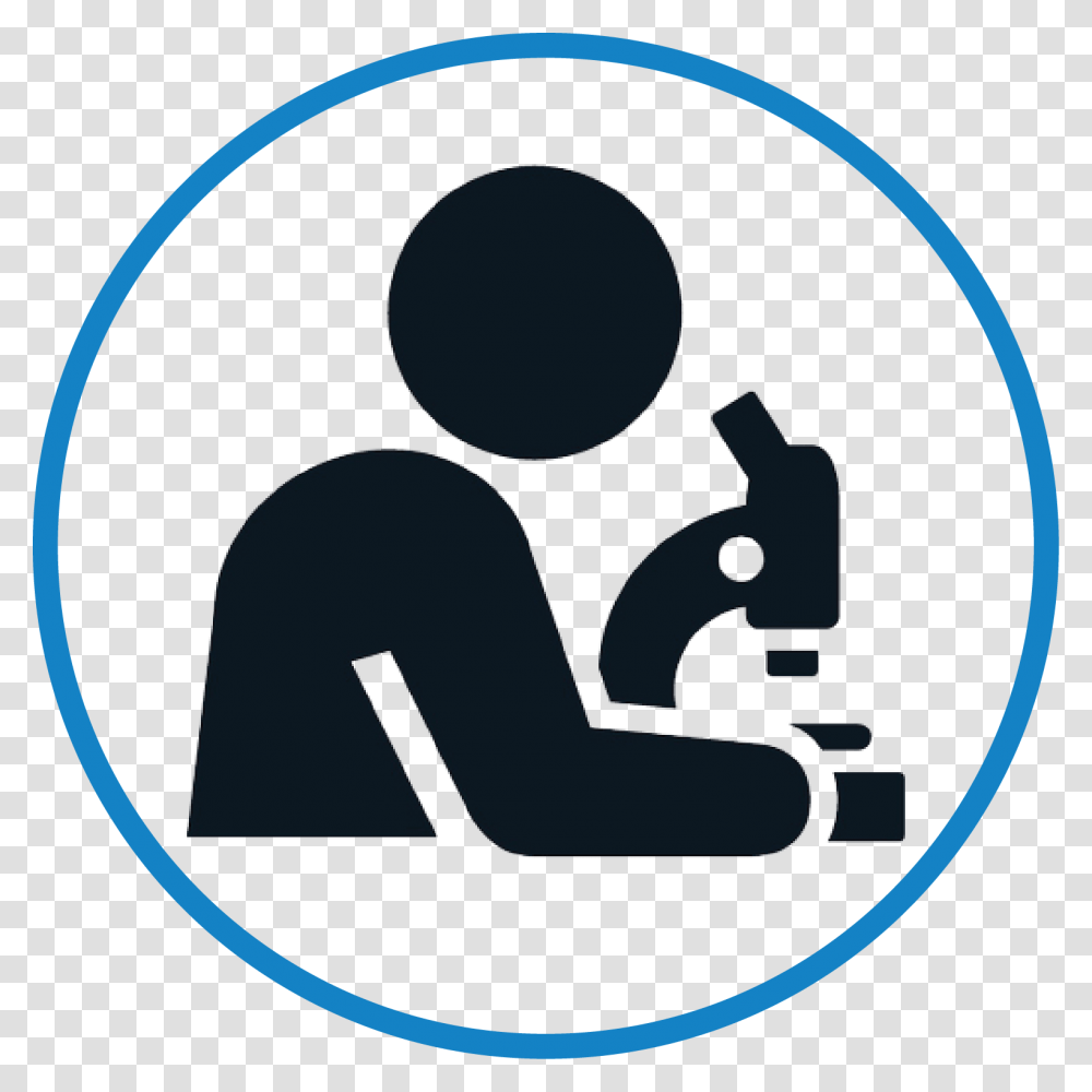 Person Looking Into A Microscope Looking Through Microscope Icon, Kneeling, Photography, Stencil Transparent Png