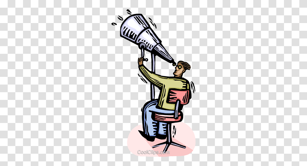 Person Looking Through A Telescope Royalty Free Vector Clip Art, Chair, Furniture, Sport, Statue Transparent Png