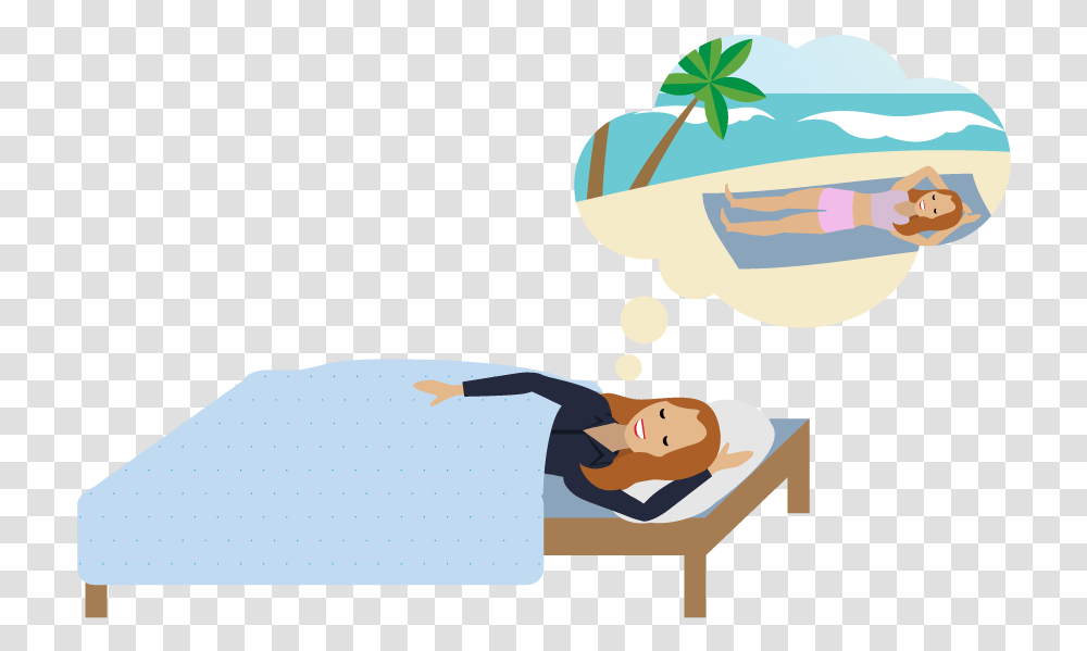 Person Lying Down Person Sleeping Person Dreaming Cartoon, Furniture, Drawing, Text, Outdoors Transparent Png