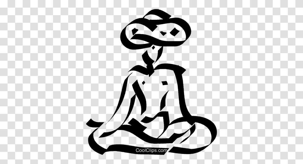Person Meditating Royalty Free Vector Clip Art Illustration, Kneeling, Stencil, Label Transparent Png