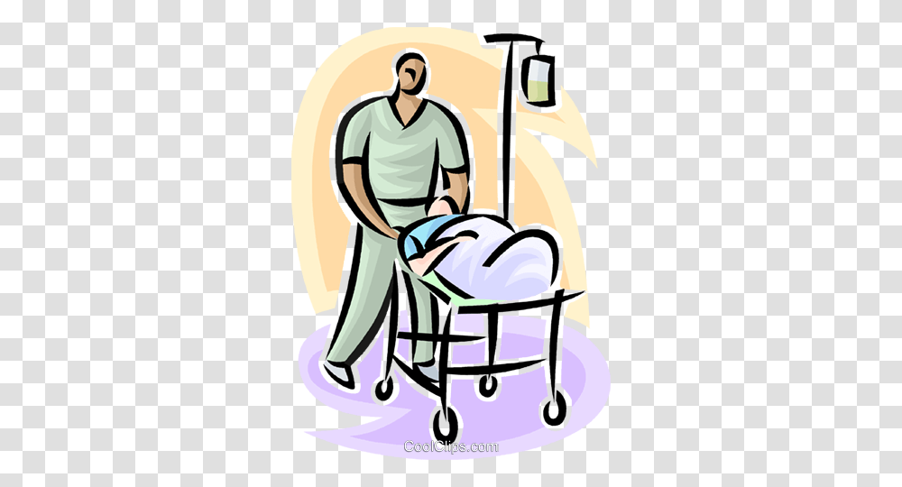 Person On A Gurney With Hospital Staff Royalty Free Vector Clip, Chair, Furniture, Book, Comics Transparent Png