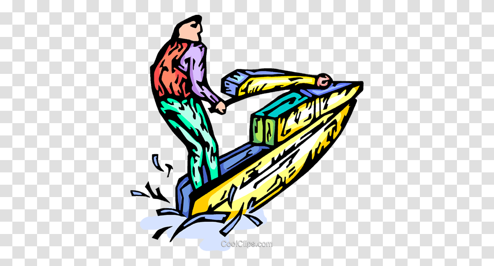 Person On A Jet Ski Royalty Free Vector Clip Art Illustration, Transportation, Vehicle, Boat, Human Transparent Png