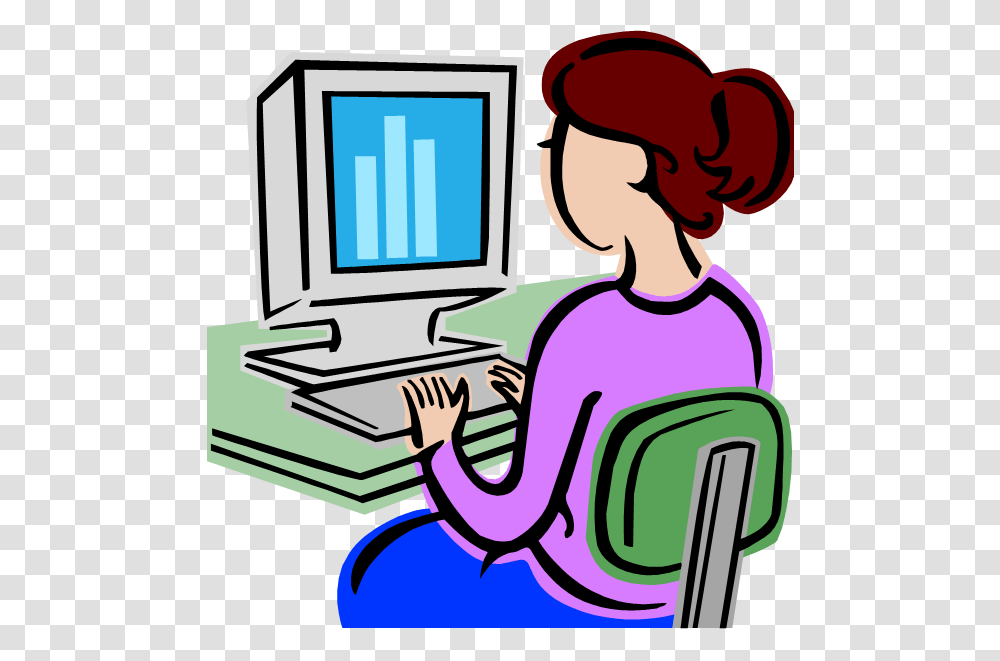 Person On Computer Clipart, Electronics, Sitting, Furniture, Standing Transparent Png