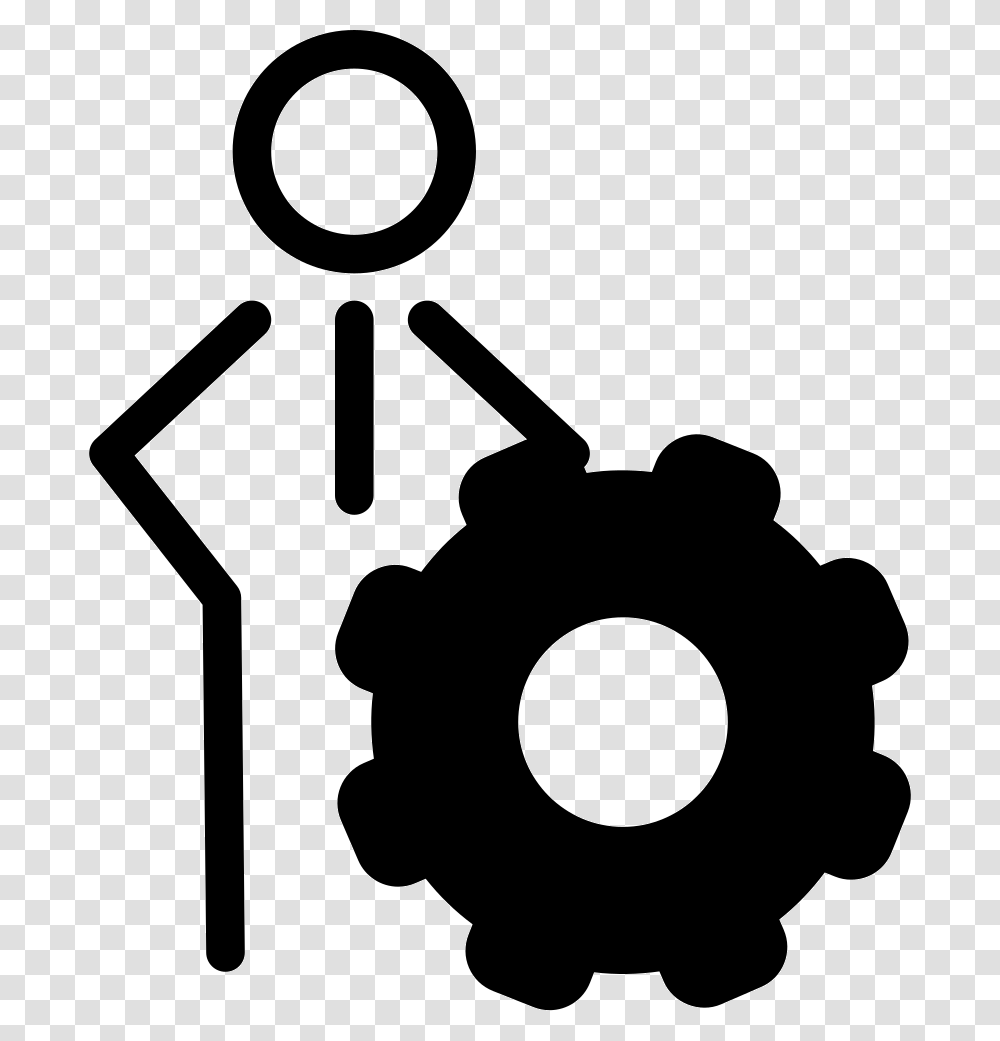 Person Outline With Cogwheel Symbol Icon Free Download, Machine, Gear, Stencil, Silhouette Transparent Png