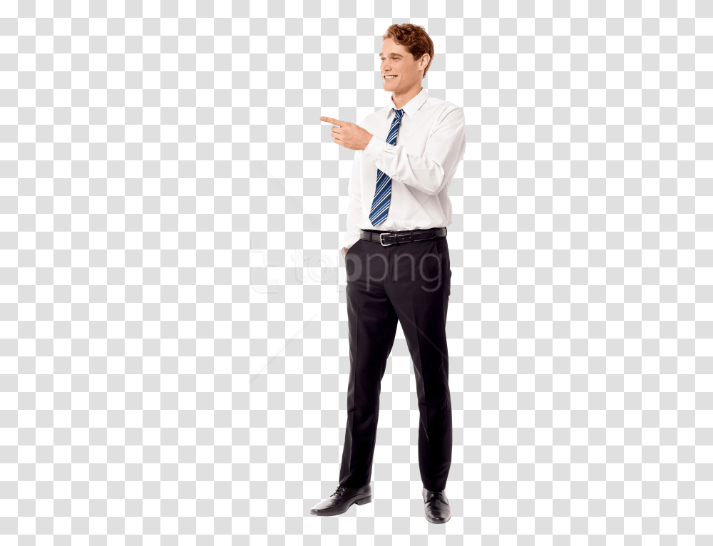 Person Pointing Man Standing, Tie, Shirt, Performer Transparent Png