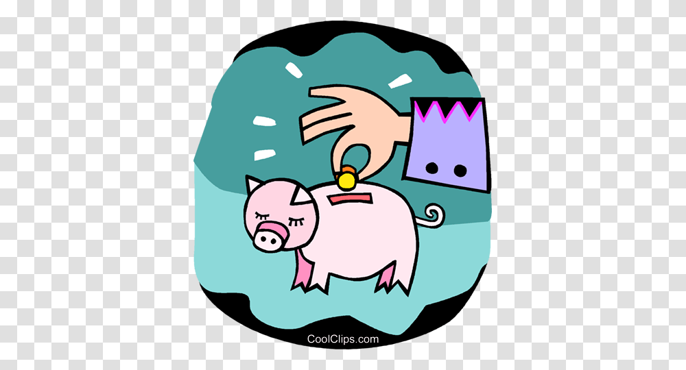 Person Putting Money In The Piggy Bank Royalty Free Vector Clip, Mammal, Animal Transparent Png