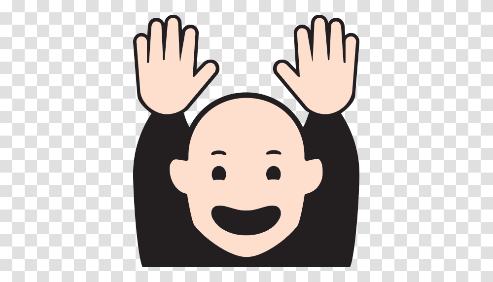 Person Raising Both Hands In Celebration Emoji For Facebook Email, Apparel, Stencil, Head Transparent Png