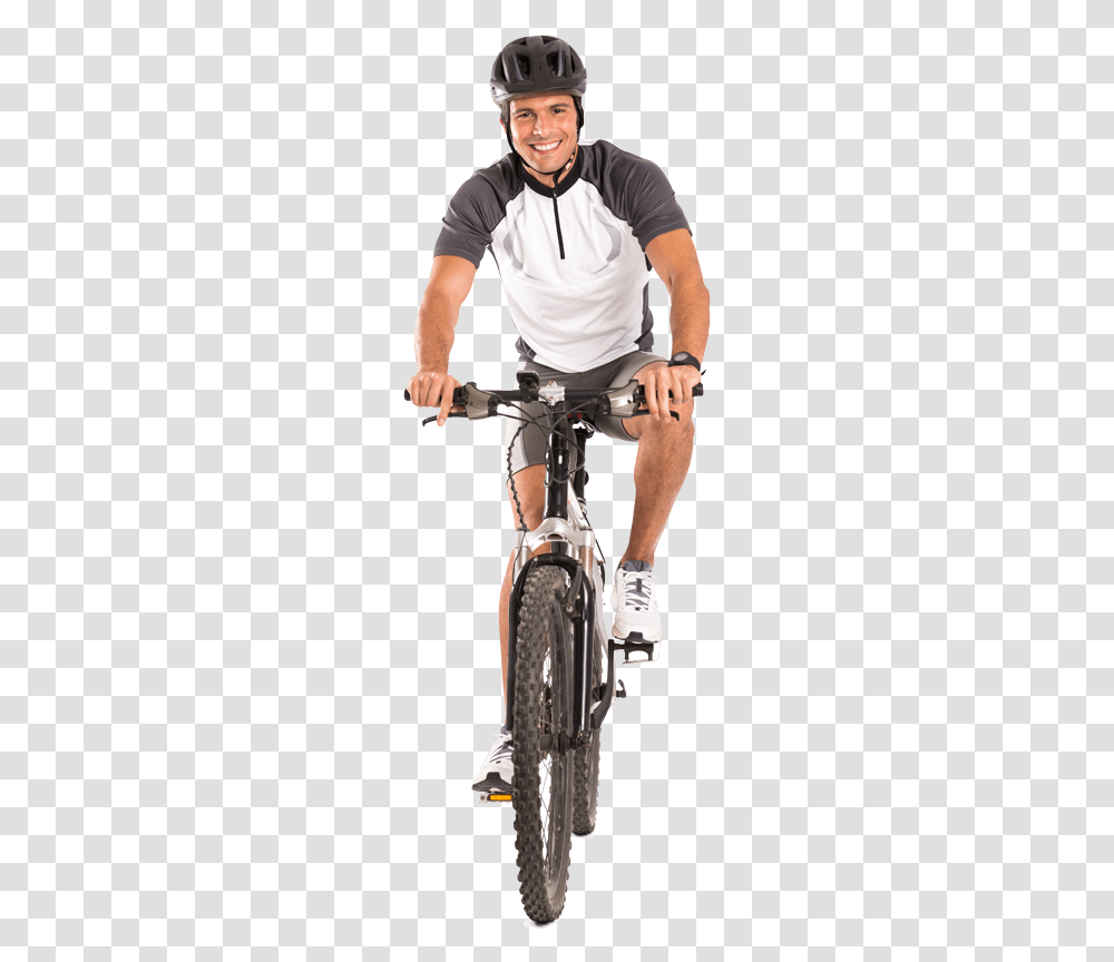 Person Riding Bike Man On Bike, Bicycle, Vehicle, Transportation, Helmet Transparent Png