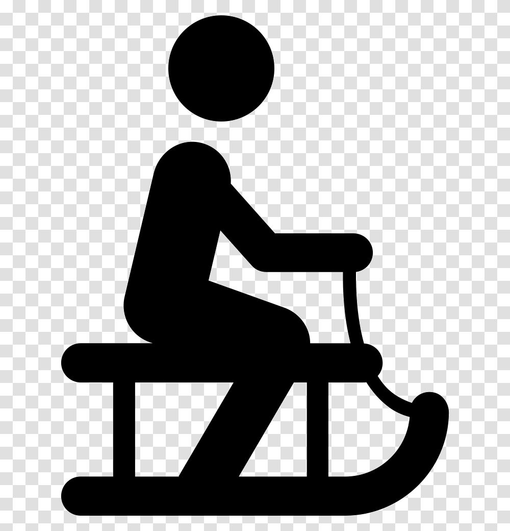 Person Riding On Sleigh Person Riding On Sleigh Icon, Furniture, Chair, Kneeling, Rocking Chair Transparent Png